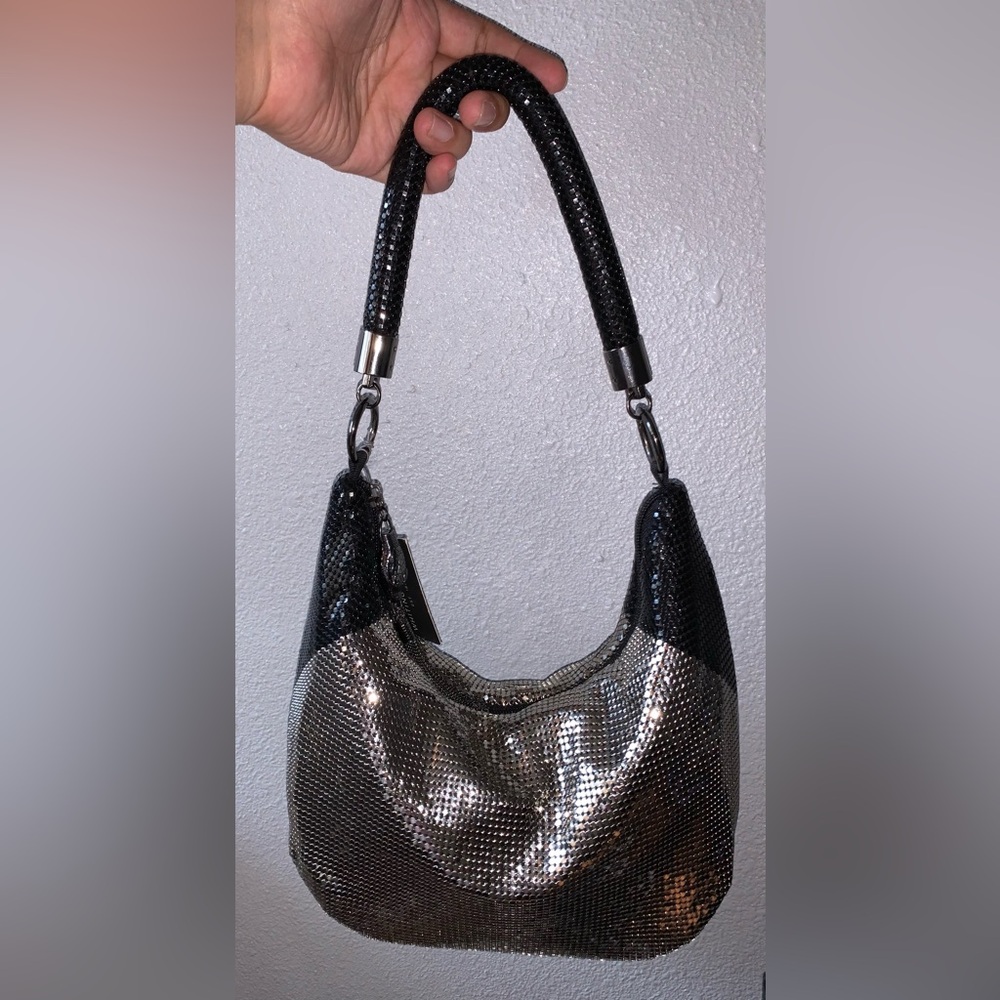 BNWT Whiting & Davis Black and Silver Women's Shoulder Bag